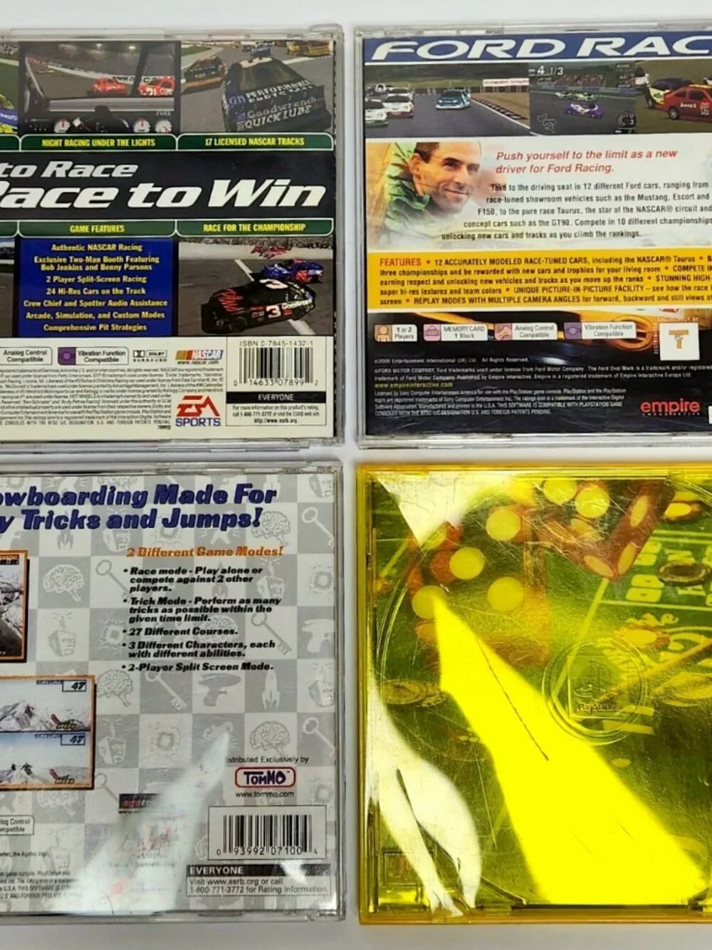 NASCAR 99, Ford Racing, Snowboarding, Vegas Games PS1 PlayStation CIB Bundle Lot